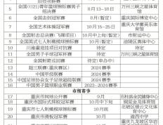 重庆市2024年下半年主要体育赛事活动计划表发布